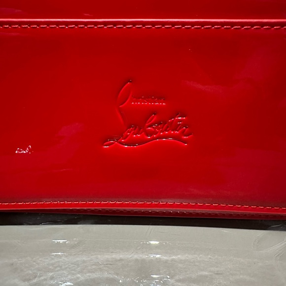 CHRISTIAN LOUBOUTIN SIGNATURE RED VINYL FAUX PATENT MAKEUP CLUTCH NWOT - Picture 13 of 15